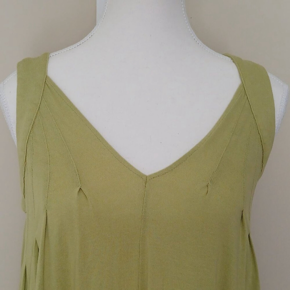 Anthropologie Meadow Rue Pleated Swing Tunic Tank Top Lime Green Size XS - Picture 3 of 7